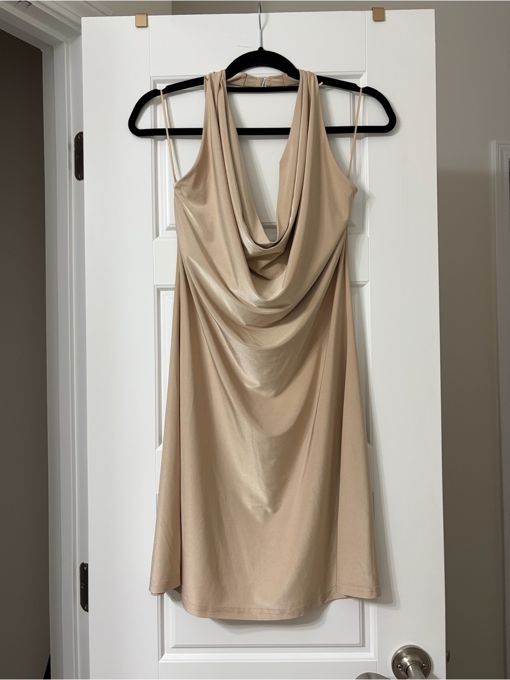 Boston Proper Tan Draped Cowl Neck Dress Size Small